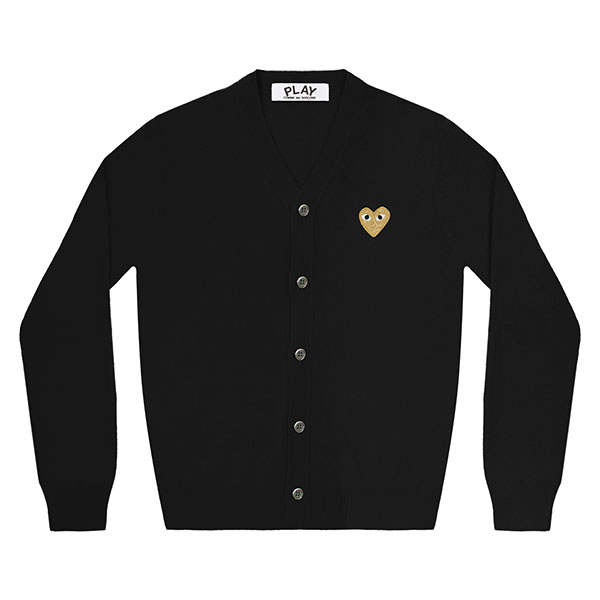 PLAY COMME des GARÇONS GOLD HEART MEN’S CARDIGAN (BLACK) Style code: AZ-N050-051-1