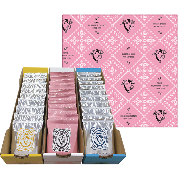 Tokyo Milk Cheese Factory Cookie Assortment 30 cookies (10 Salt & Camembert cookies, 10 Honey & Gorgonzola cookies, 10 Strawberry & Milk Tea cookies)