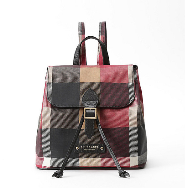 Blue Label Crestbridge Check PVC Backpack #551-02-621-16 // Red