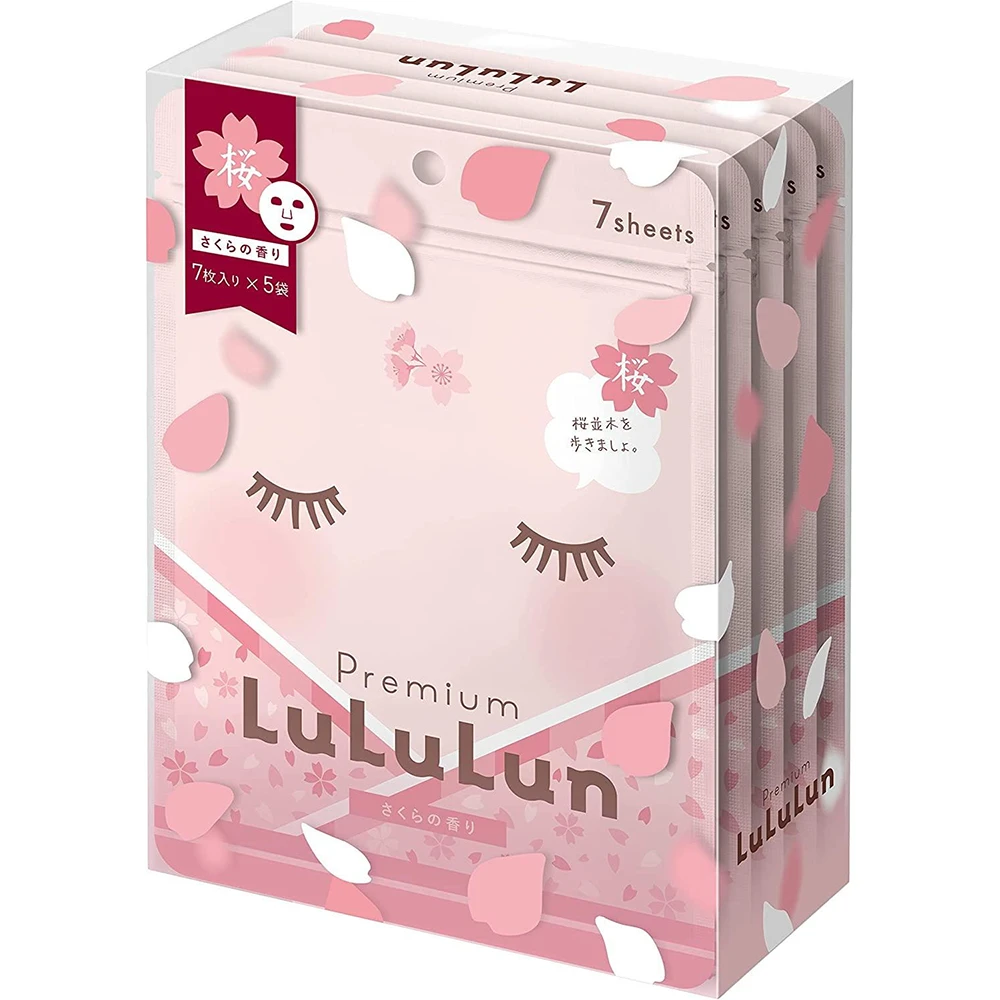 Spring Limited Face Mask Premium Lululun Sakura (Sakura Fragrance) 7 Sheets x 5 pcs