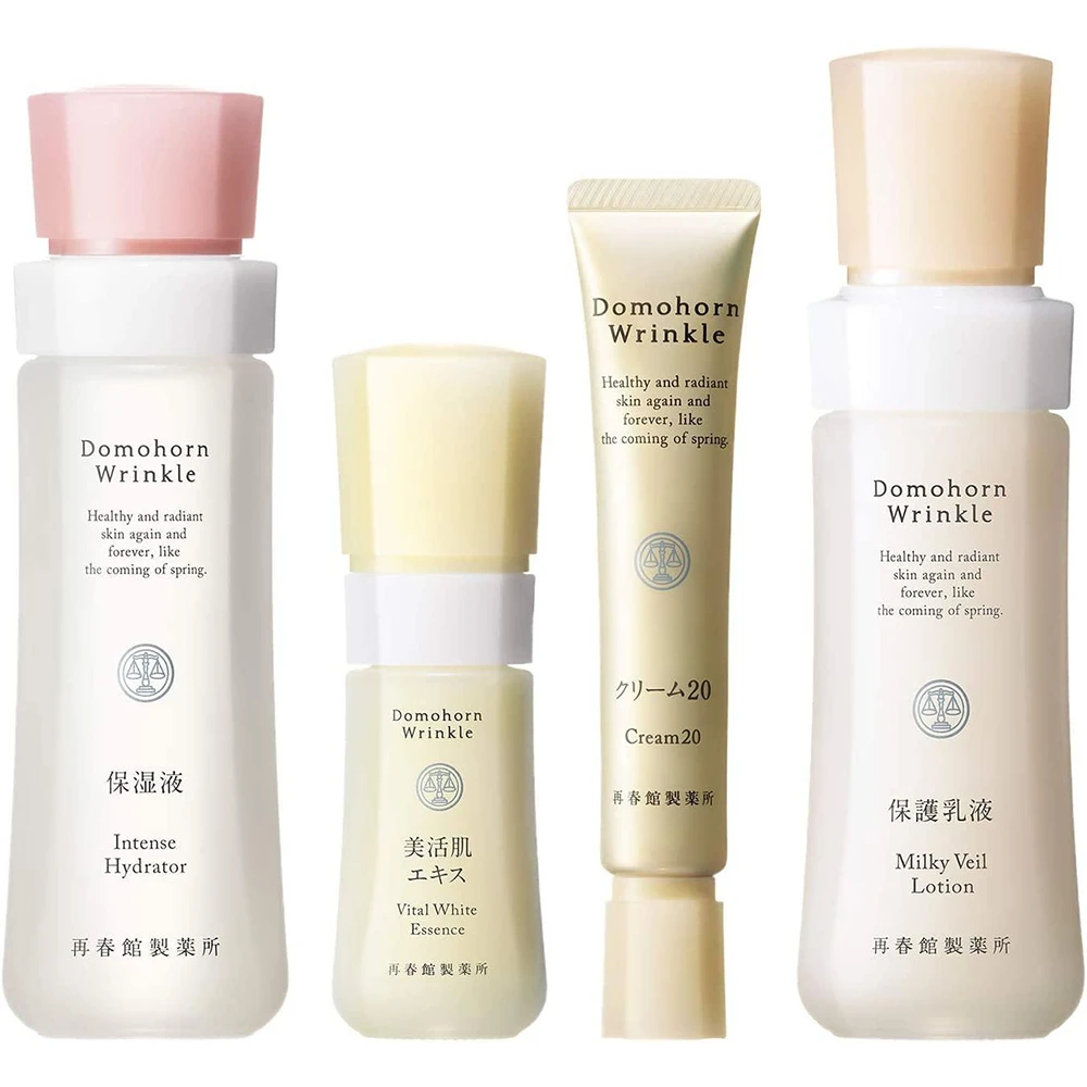 日本贵妇品牌再春馆四件套Domohorn Wrinkle Basic 4 Set (Moisturizer, Skin-Beautifying Extract, Cream, Protective Emulsion) For About 2 Months