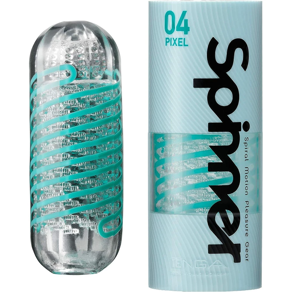 Tenga Tenga Spinner Spinner 04 Pixel Pixel [Spiral Edge That Wraps Around Delicate Stepped Ribs] Repetitive Type Rotation With Mini Lotion Transparent