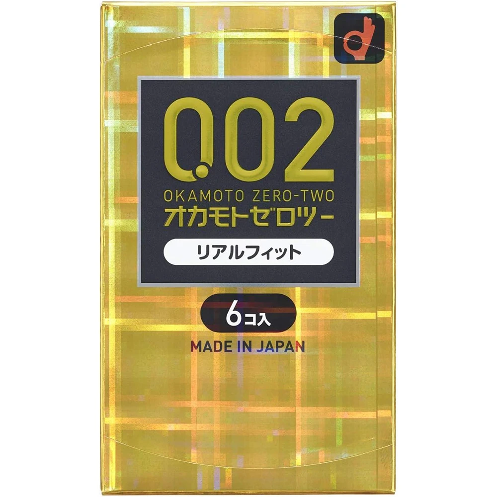 Okamoto Condom 002 Real fit 6pcs 冈本0.02mm黄金避孕套 紧致贴合润滑油 6只装
