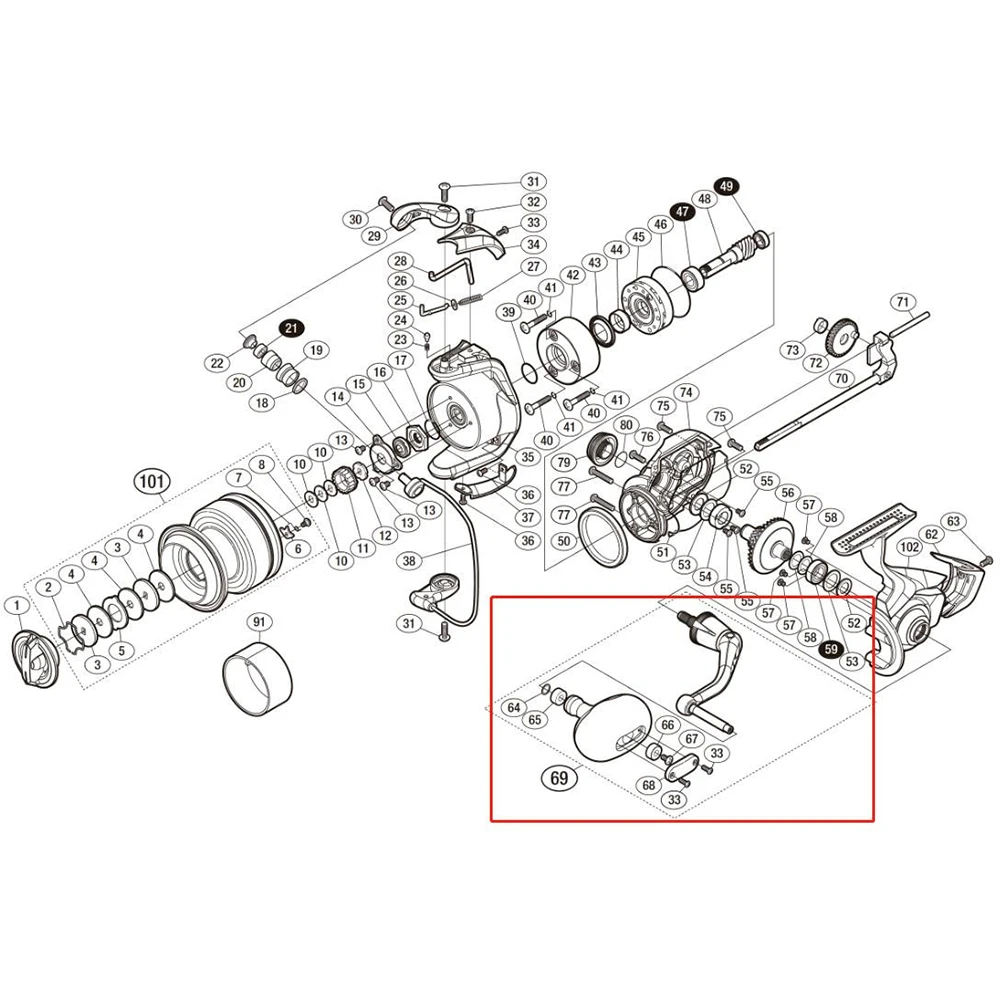 Shimano 14 Spheros SW60HG Product code: 032768 0069 13ELX Handle set