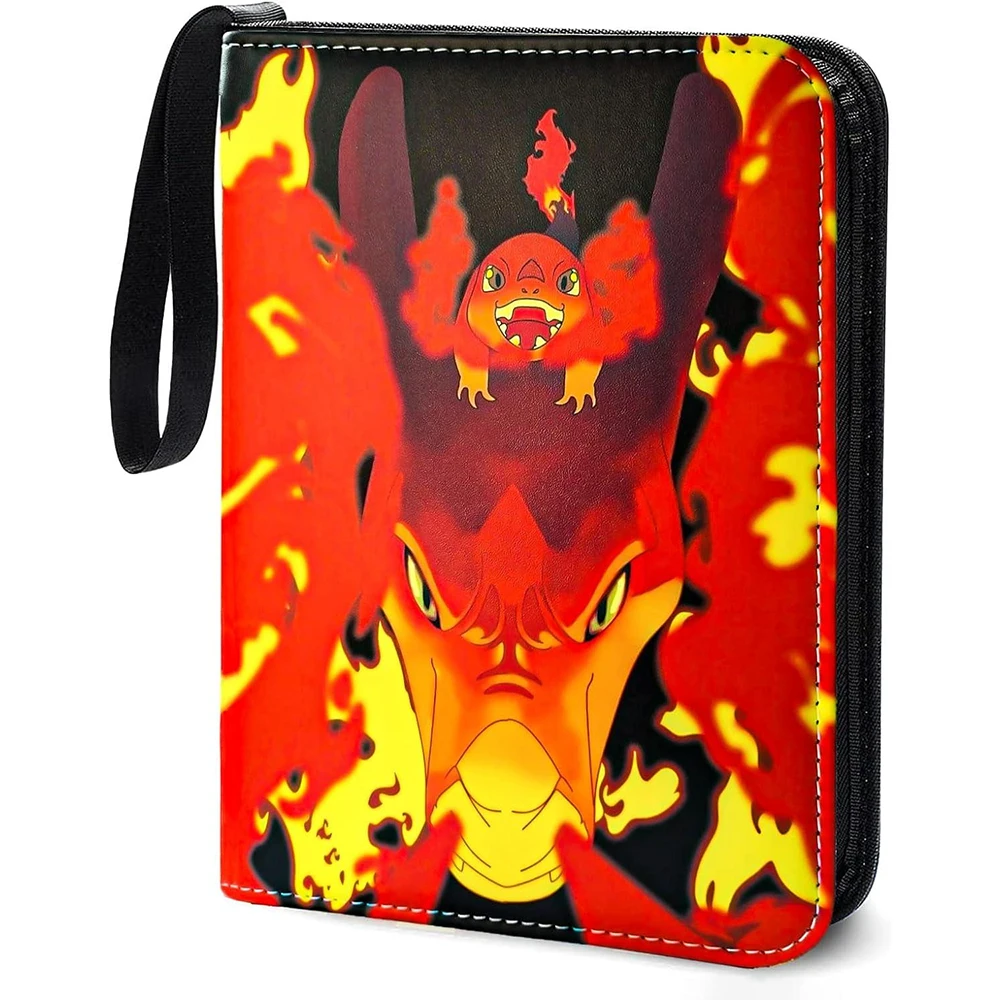 Card File Pocket Album For Trading Cards Card Case Trading Card File 4 Pockets 50 Pages Holds 400  (Red)