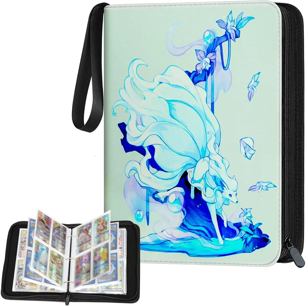 Trading Card File Card File Card Binder Card Storage Compatible Card Binder File Card File 4 Pockets 50 Pages Double-Sided 400  (White)