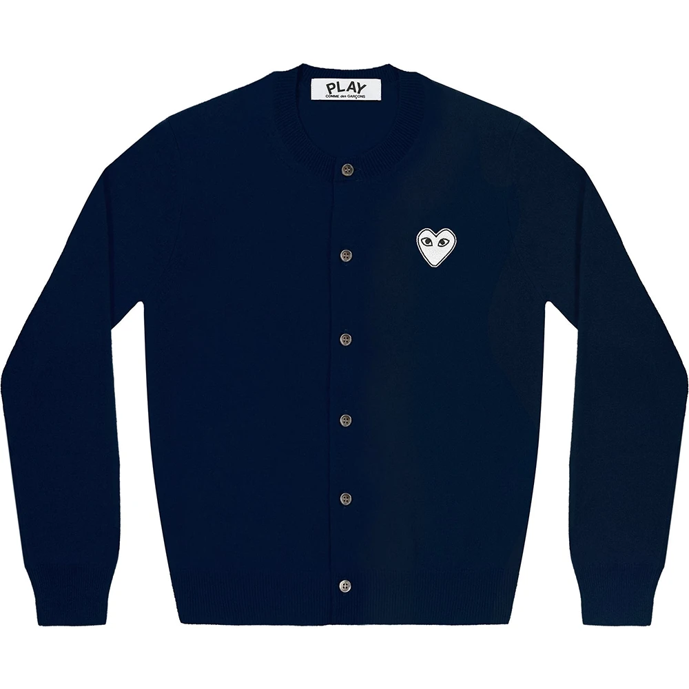 PLAY CDG WHITE HEART LADIES CARDIGAN AZ-N061-051 Comme des Garcons  PLAY女式红心针织开衫毛衣 黑色