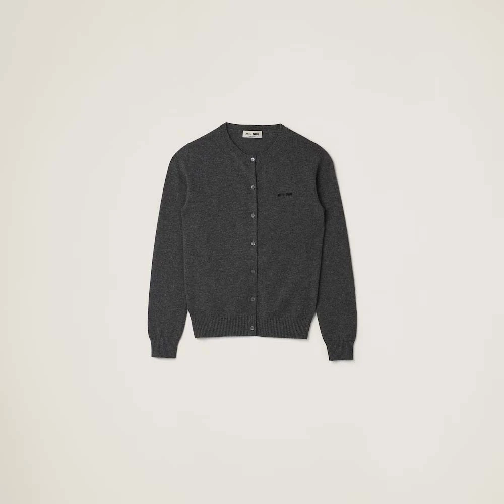 Miu Miu Cashmere Knit Cardigan #Gray, 38 Product Number: Mmf787_13S1_F0480_S_232