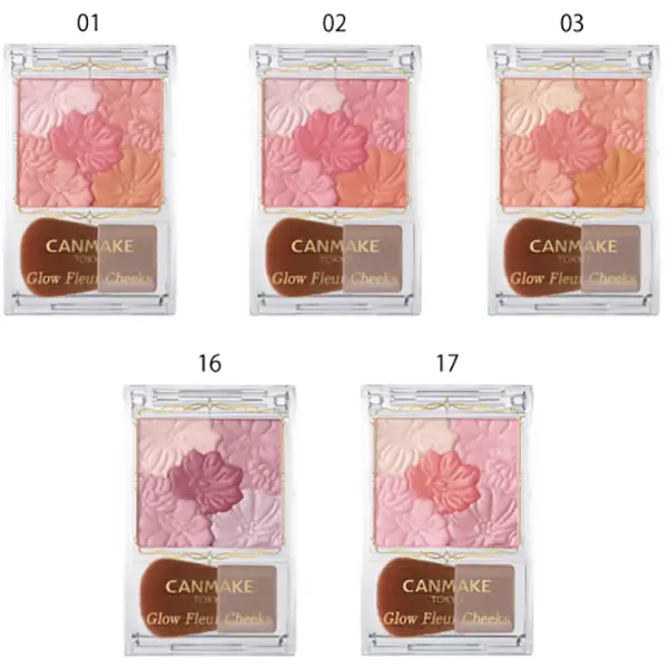 Canmake Glow Fleur Cheeks 6.3g canmake花瓣腮红砍妹井田新色修容珠光奶油腮红盘多色入