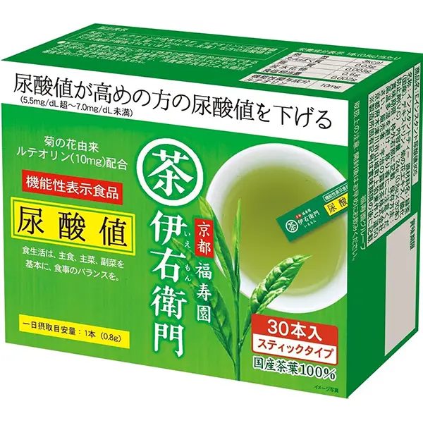 Iemon Functional Instant Green Tea “Uric Acid Levels” 30 Sticks, Made with 100% Domestic Tea Leaves