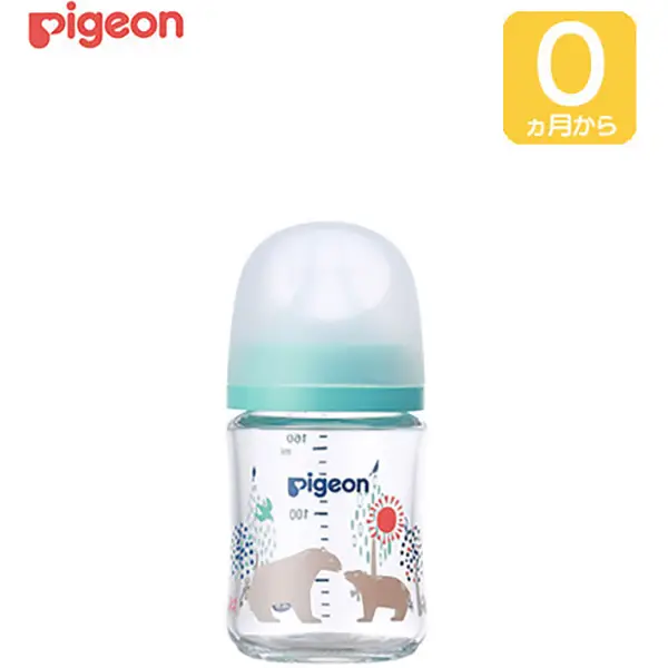Pigeon Breastfeeding Big Breasted Bottle Glass 160Ml (Bear) 贝亲第3代宽口径母乳实感玻璃奶瓶 160毫升 （小熊）