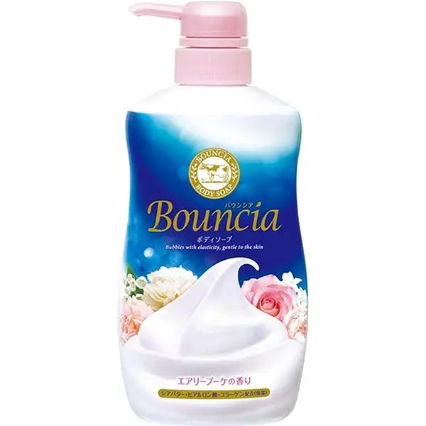 史上起泡最浓密的沐浴露！Cow Brand Bouncia Body Soap with Airy Bouquet Scent, Pump Included, 480mL  Cow沐浴露正装Bouncia沐浴露粉色玫瑰款最最最浓密的泡沫的沐浴露正装 480ml 快速物流/慢速物流