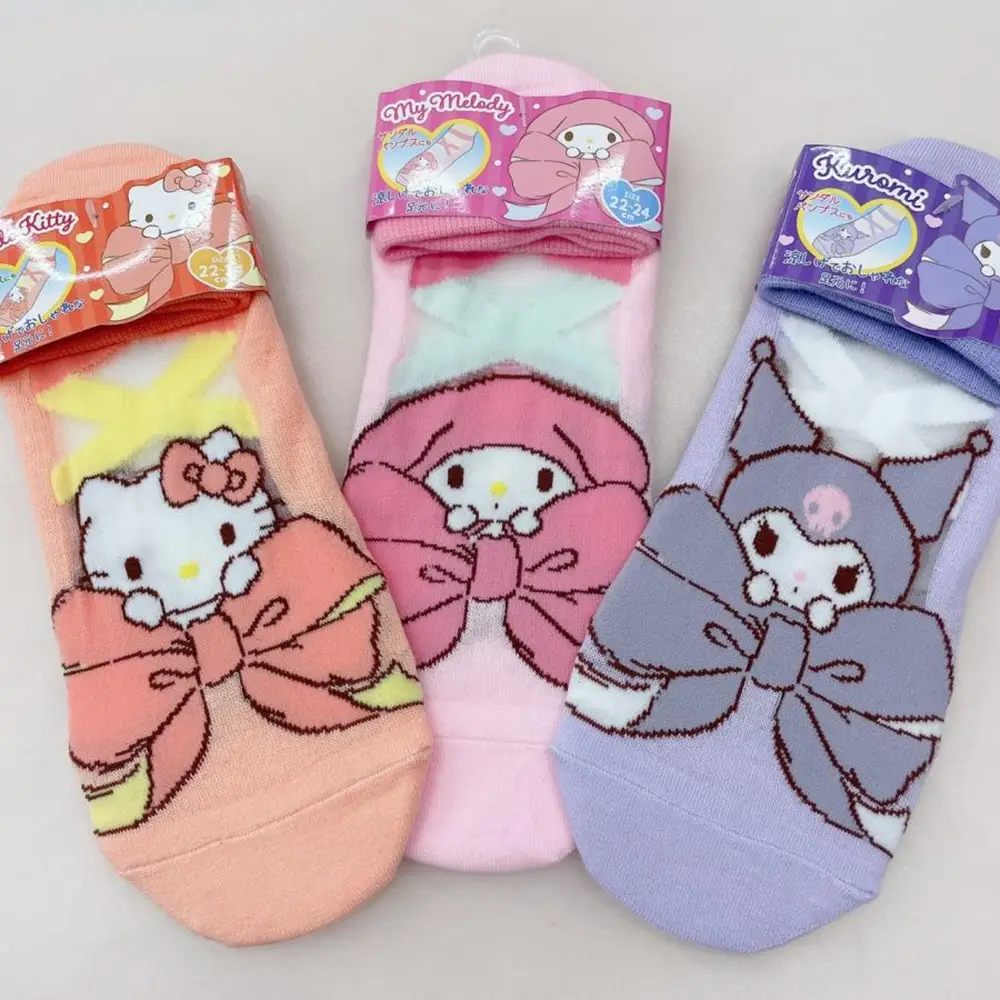 Sanrio Ballet Socks Sheer Ribbon Design 22-24cm