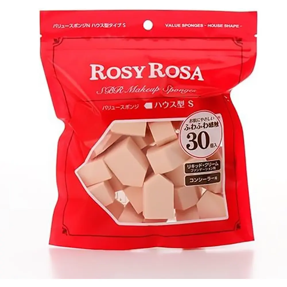Rosy Rosa Value Sponge House Shape S type 30pcs ROSY ROSA粉扑  ROSY ROSA房子形化妆海绵/粉扑 吸水性强 30枚