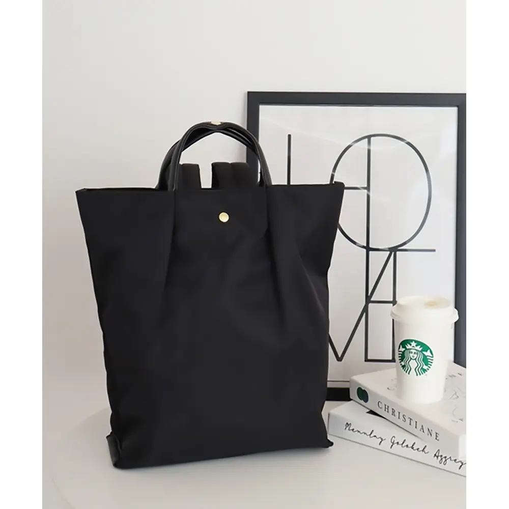 Legato Largo Lightweight Water-Repellent Nylon A4 Tote Backpack Black