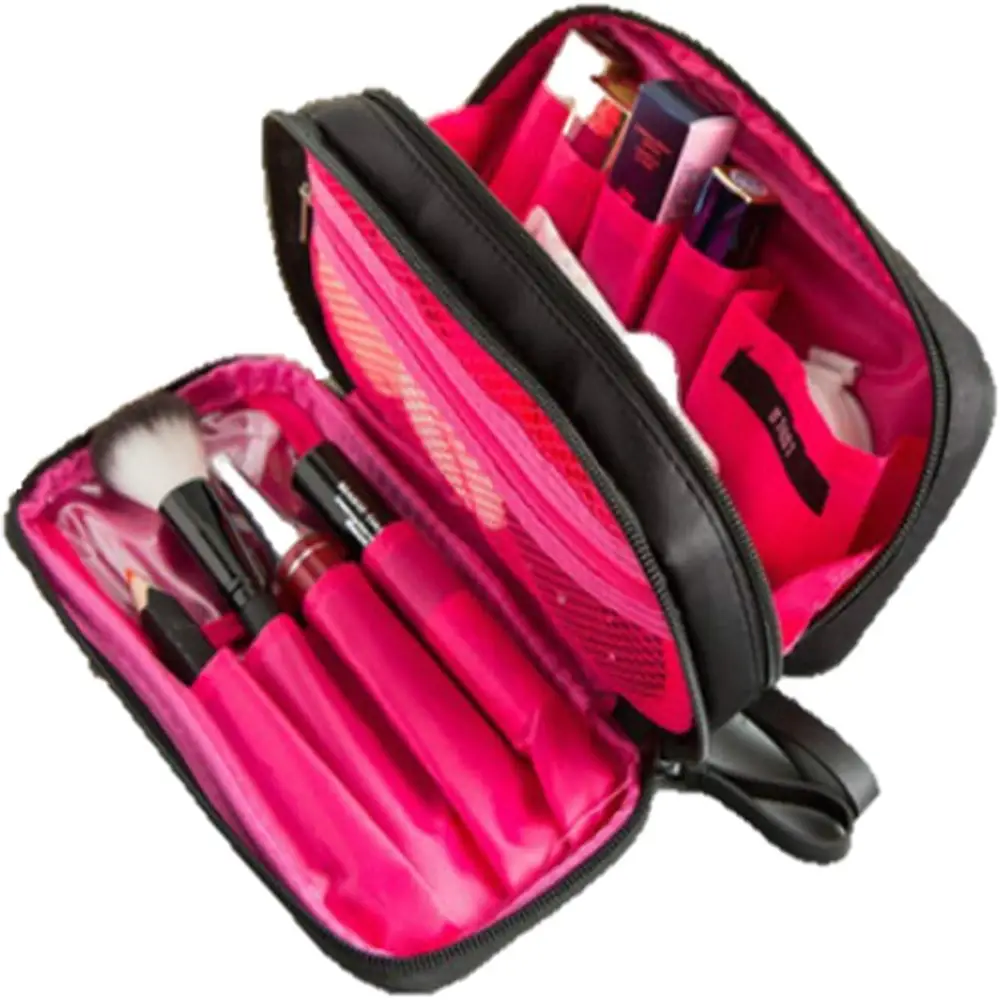 Crane Beauty Large Capacity Double Layer Makeup Cosmetic Pouch Pink Medium Crane Beauty Large Capacity Double Layer Makeup Cosmetic Pouch Pink Medium